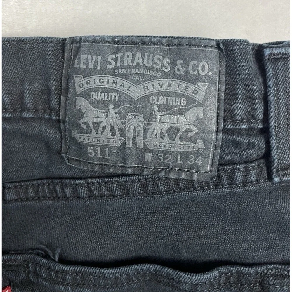 LEVIS 511 Jean Men 32x34 Dark Denim Slim Fit Straight Leg Stretch WesternCowboy